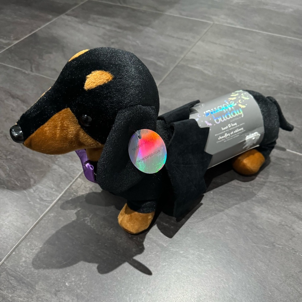 Halloween Dachshund Bat “Snuggle Buddy”, New With Tags. Heat & Hug.